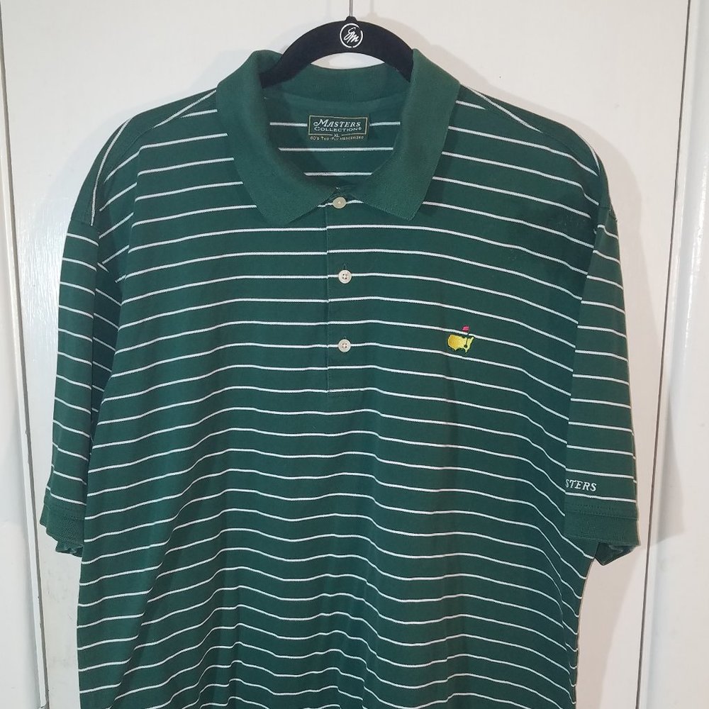 Masters Collection Men's Green Striped Shirt, Size XL, 60's Two-Ply Mercerized